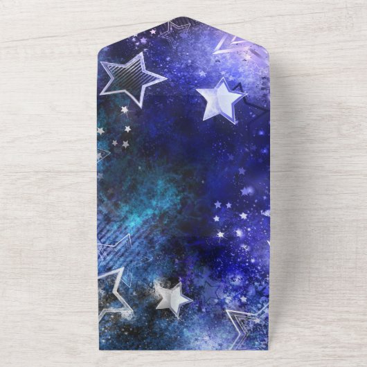 Weltraum-Hintergrund mit Sternen All In One Einladung (Außenbereich)