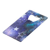 Weltraum-Hintergrund mit Sternen Geldbeutel Flaschenöffner (Vorderseite Schrägansicht)