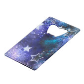 Weltraum-Hintergrund mit Sternen Geldbeutel Flaschenöffner (Rückseite Schrägansicht)