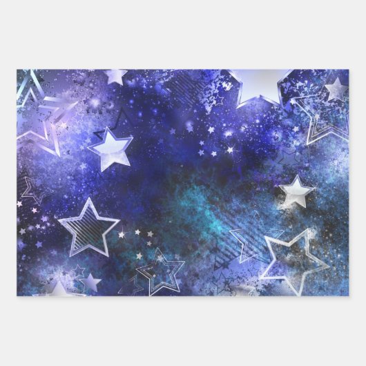 Weltraum-Hintergrund mit Sternen Geschenkpapier Set (Vorderseite)