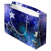 Weltraum-Hintergrund mit Sternen Große Geschenktüte (Rückseite Schrägansicht)