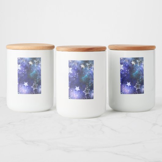 Weltraum-Hintergrund mit Sternen Lebensmitteletikett (Flaschen)