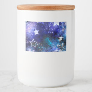 Weltraum-Hintergrund mit Sternen Lebensmitteletikett