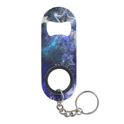 Weltraum-Hintergrund mit Sternen Mini Flaschenöffner (Rückseite)