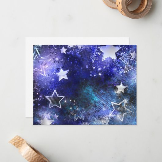 Weltraum-Hintergrund mit Sternen Mitteilungskarte (Vorderseite/Rückseite Beispiel)
