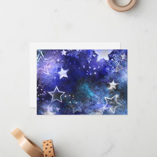 Weltraum-Hintergrund mit Sternen Mitteilungskarte (Vorderseite/Rückseite Beispiel)