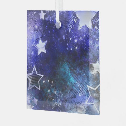 Weltraum-Hintergrund mit Sternen Ornament Aus Glas (Vorderseite links)