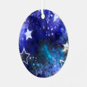 Weltraum-Hintergrund mit Sternen Ornament Aus Metall (Vorderseite links)