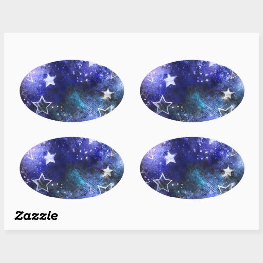 Weltraum-Hintergrund mit Sternen Ovaler Aufkleber (Blatt)