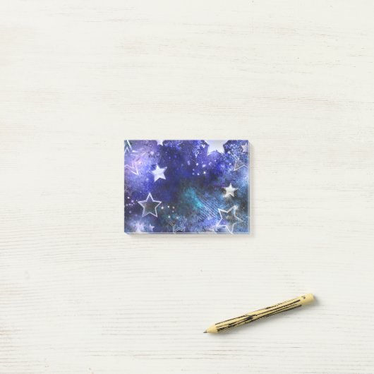 Weltraum-Hintergrund mit Sternen Post-it Klebezettel (Auf Schreibtisch)