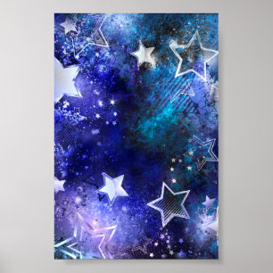 Weltraum-Hintergrund mit Sternen Poster