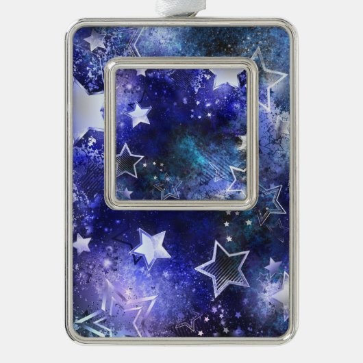 Weltraum-Hintergrund mit Sternen Rahmen-Ornament Silber (Vorderseite)