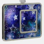 Weltraum-Hintergrund mit Sternen Rahmen-Ornament Silber (Rechts)