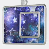 Weltraum-Hintergrund mit Sternen Rahmen-Ornament Silber (Links)