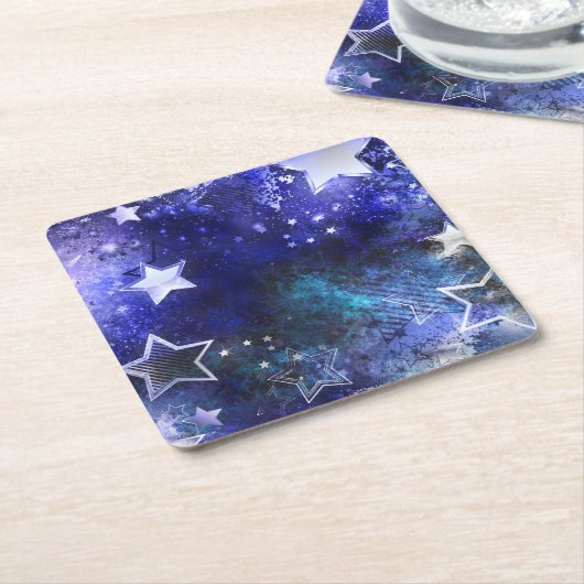 Weltraum-Hintergrund mit Sternen Rechteckiger Pappuntersetzer (angewinkelt)
