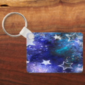 Weltraum-Hintergrund mit Sternen Schlüsselanhänger (Rückseite)