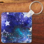 Weltraum-Hintergrund mit Sternen Schlüsselanhänger (Rückseite)