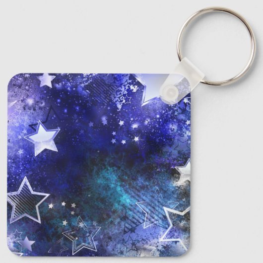 Weltraum-Hintergrund mit Sternen Schlüsselanhänger (Rückseite)