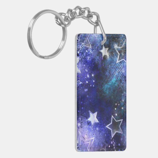 Weltraum-Hintergrund mit Sternen Schlüsselanhänger (Vorderseite links)