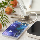 Weltraum-Hintergrund mit Sternen Schlüsselanhänger (Vorderseite rechts)