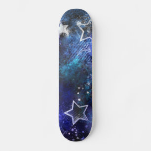 Weltraum-Hintergrund mit Sternen Skateboard