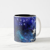 Weltraum-Hintergrund mit Sternen Zweifarbige Tasse (VorderseiteRechts)