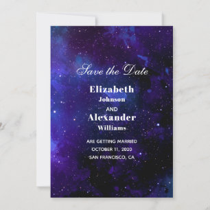 Weltraum-Hochzeit Save-the-Date. Nachtsterne. Mari Einladung