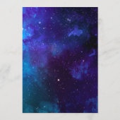 Weltraum Hochzeitsessen. Nachtsterne. Moderne Mari Menükarte (Rückseite)
