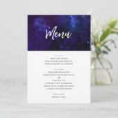 Weltraum Hochzeitsessen. Nachtsterne. Moderne Mari Menükarte (Stehend Vorderseite)