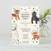 Weltraum ist Party für Wildtiere Einladung (Stehend Vorderseite)