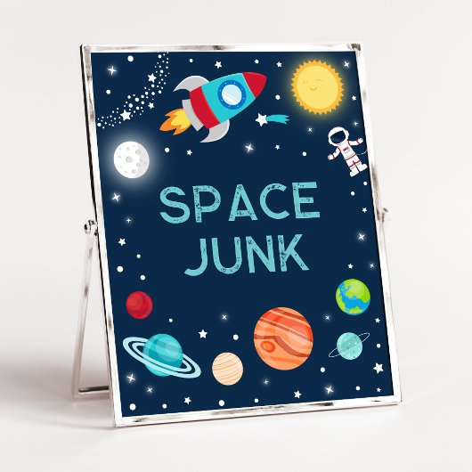 Weltraum Junk Astronaut Planets Birthday Snack Sig Poster