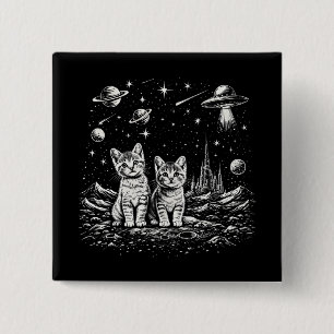 Weltraum Kätzchen Katzen im Kosmos Button