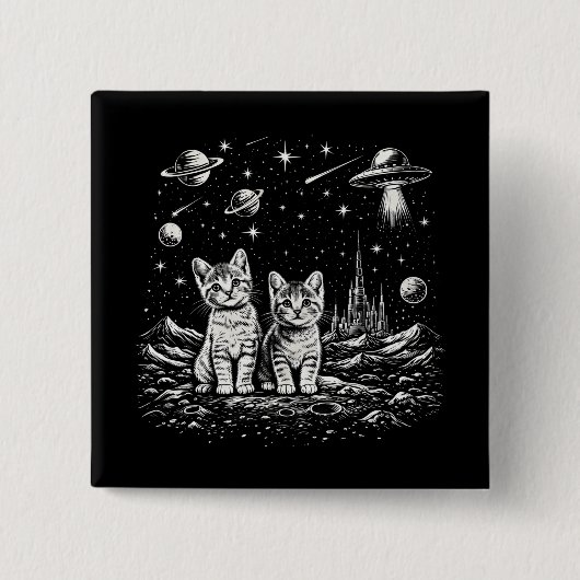 Weltraum Kätzchen Katzen im Kosmos Button (Vorderseite)