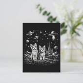 Weltraum Kätzchen Katzen im Kosmos Postkarte (Stehend Vorderseite)