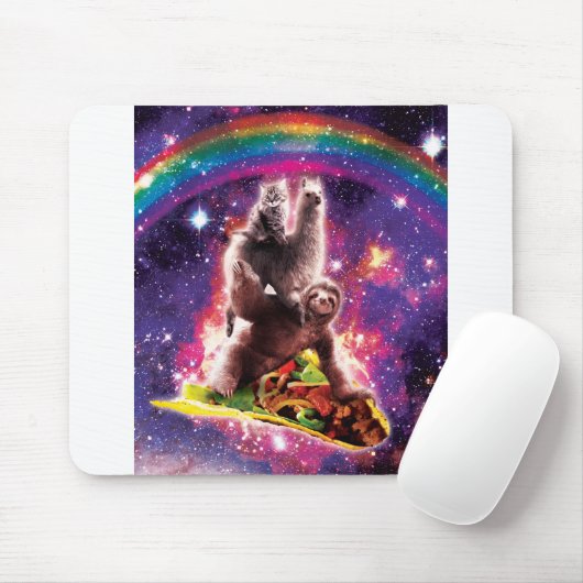 Weltraum Katze Llama Reiten Taco Mousepad (Mit Mouse)