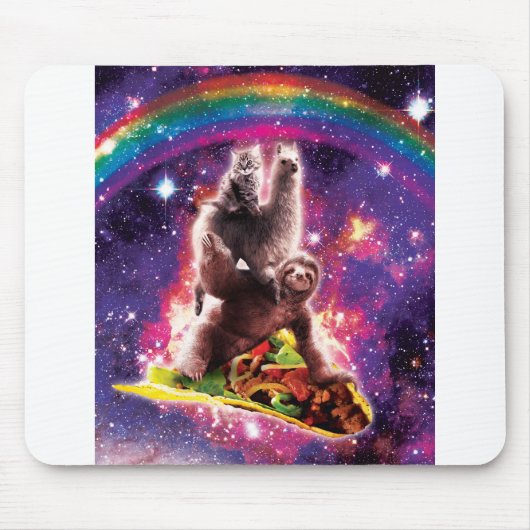 Weltraum Katze Llama Reiten Taco Mousepad (Vorne)