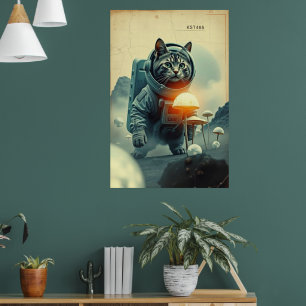 Weltraum-Katzen-Träume auf Pilzmond Poster