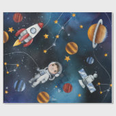 Weltraum-Kindergeburtstag Geschenkpapier (Flach)