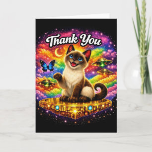 Weltraum Kosmischer Regenbogen Siamkatze Danke Karte