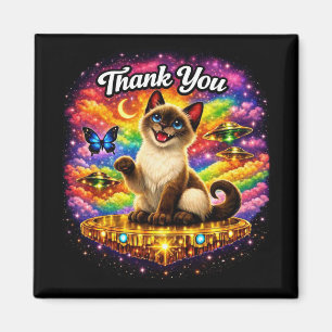 Weltraum Kosmischer Regenbogen Siamkatze Danke Magnet