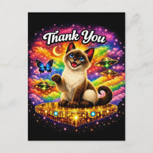 Weltraum Kosmischer Regenbogen Siamkatze Danke Postkarte