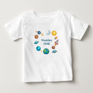 Weltraum-Kreis-Clipart-Set mit Planeten, Mond, Son Baby T-shirt