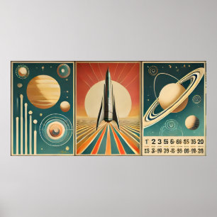 Weltraum-Kunst Raum-Zeit-Kalender Poster