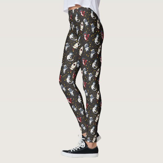 Weltraum-Mann-Fuchs-Katze-Sterne-Muster Leggings (Links)