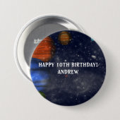 Weltraum mit Planeten und Galaxien Button (Vorne & Hinten)