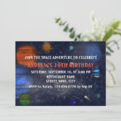 Weltraum mit Planeten und Galaxien Einladung (Stehend Vorderseite)