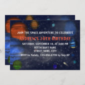 Weltraum mit Planeten und Galaxien Einladung (Vorne/Hinten)