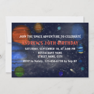 Weltraum mit Planeten und Galaxien Einladung