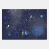 Weltraum mit Planeten und Galaxien Geschenkpapier Set (Vorderseite 2)