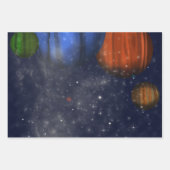 Weltraum mit Planeten und Galaxien Geschenkpapier Set (Vorderseite)